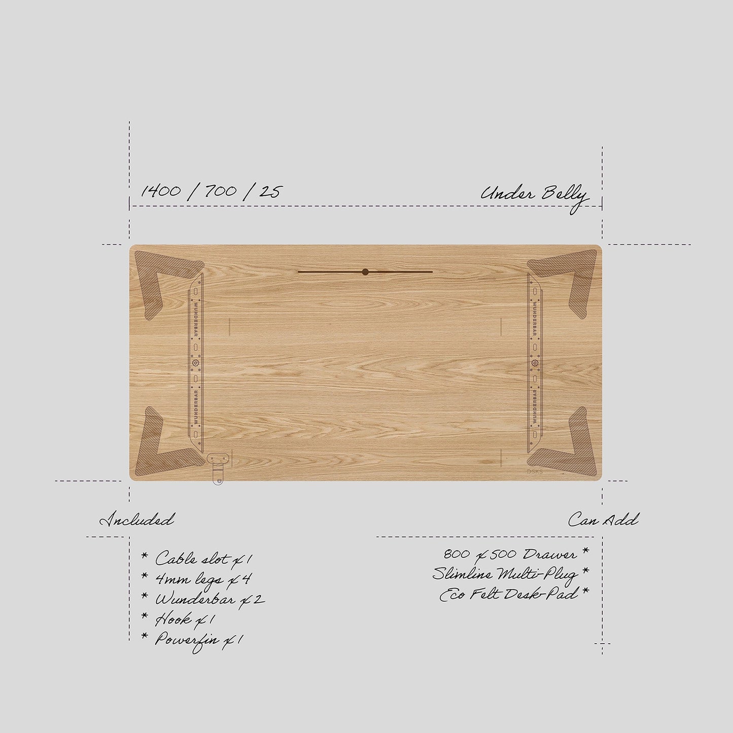 1.4 DESK | LUX | SOLID | 1400 X 700 X 25mm (new)