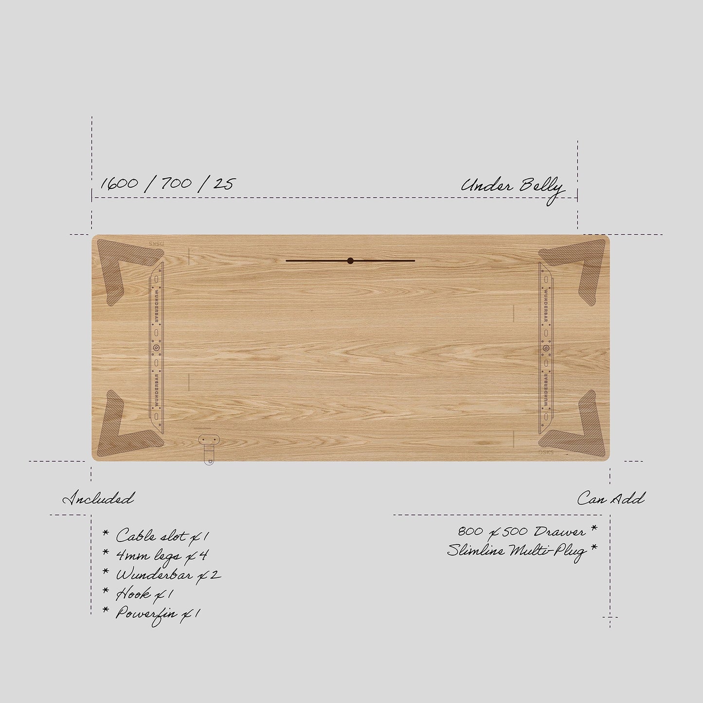 1.6 DESK | LUX | SOLID | 1600 X 700 X 25mm (in stock)