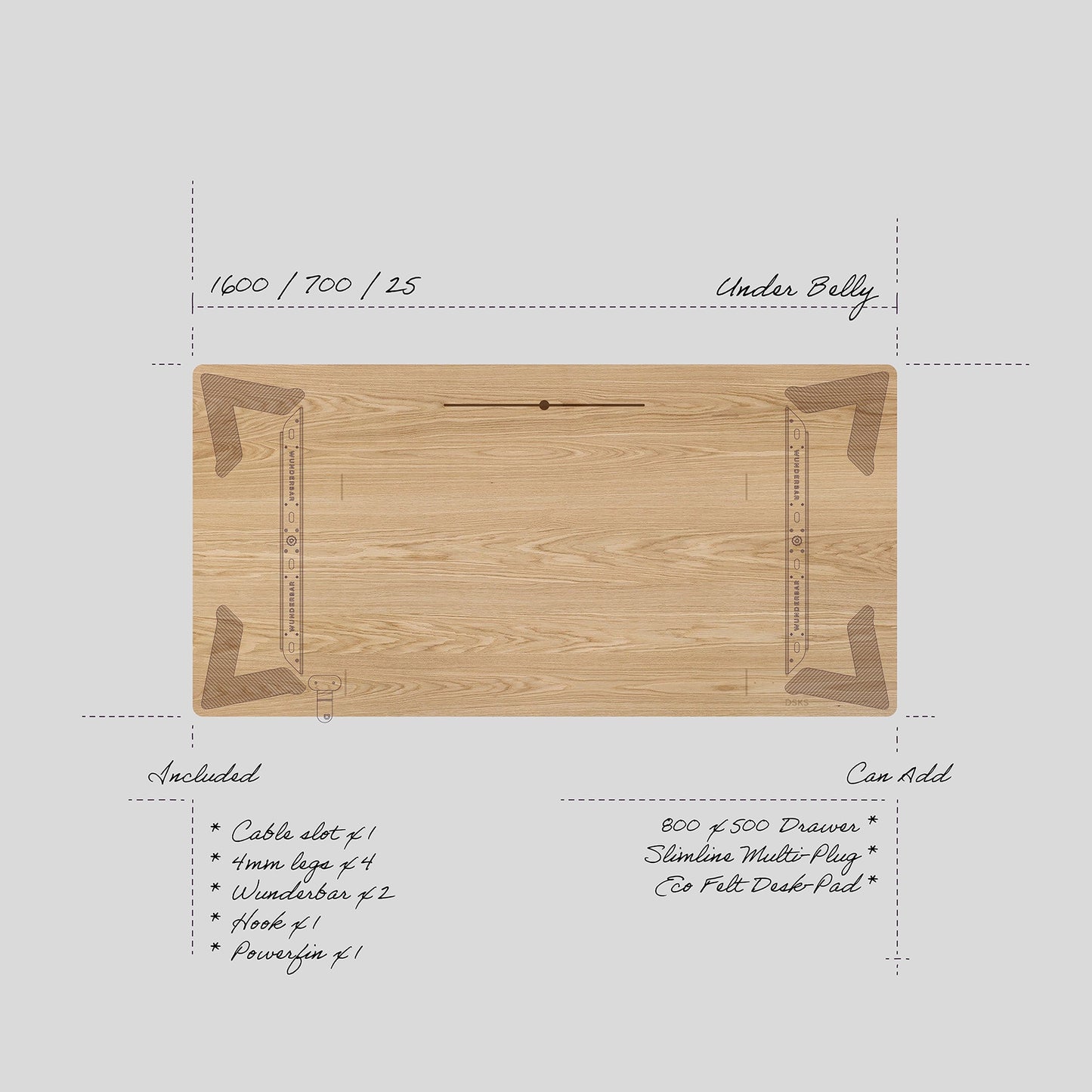 ONLY TOP | 1.6 LUX | SOLID OAK | 25MM (no legs)