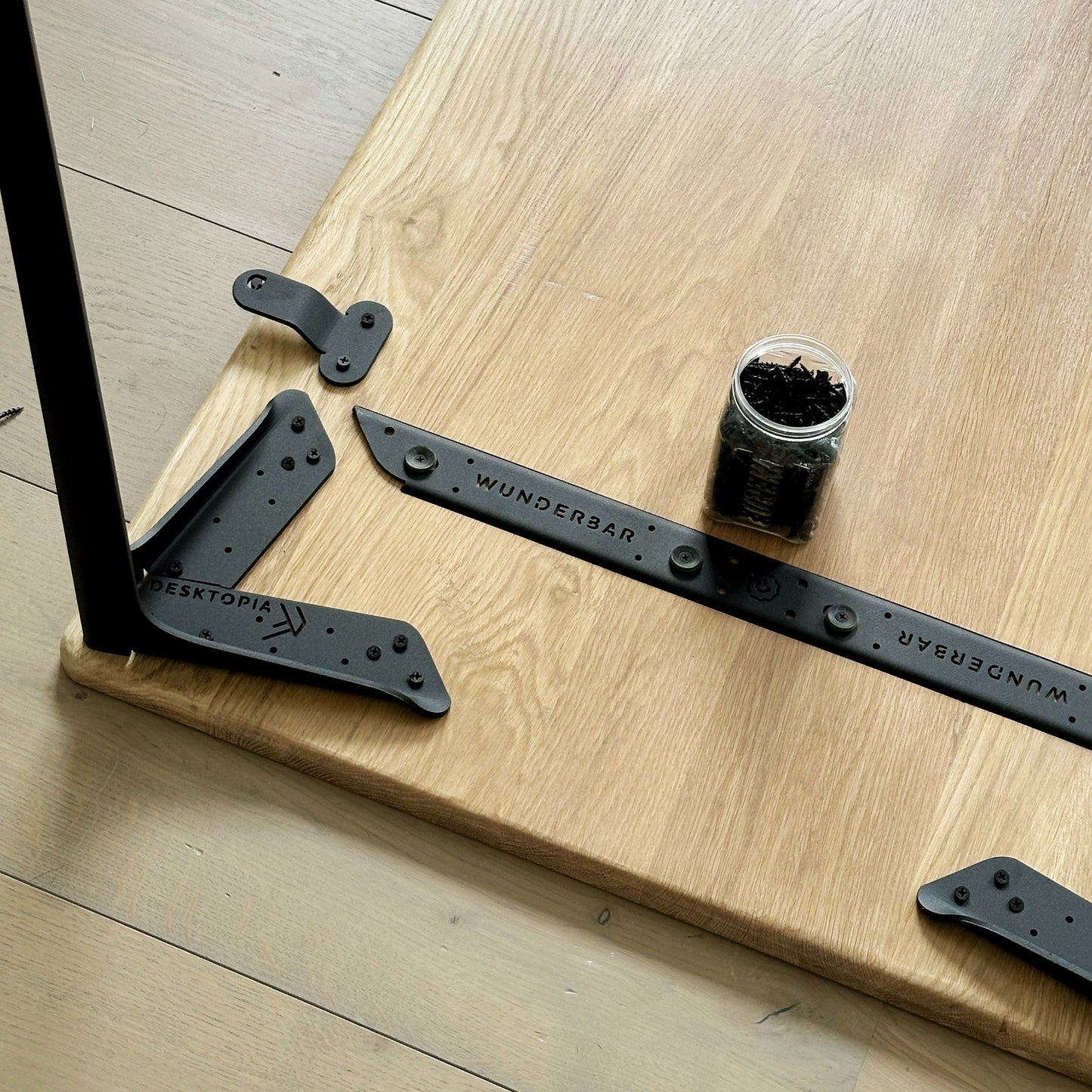 beautiful oak and steel desks