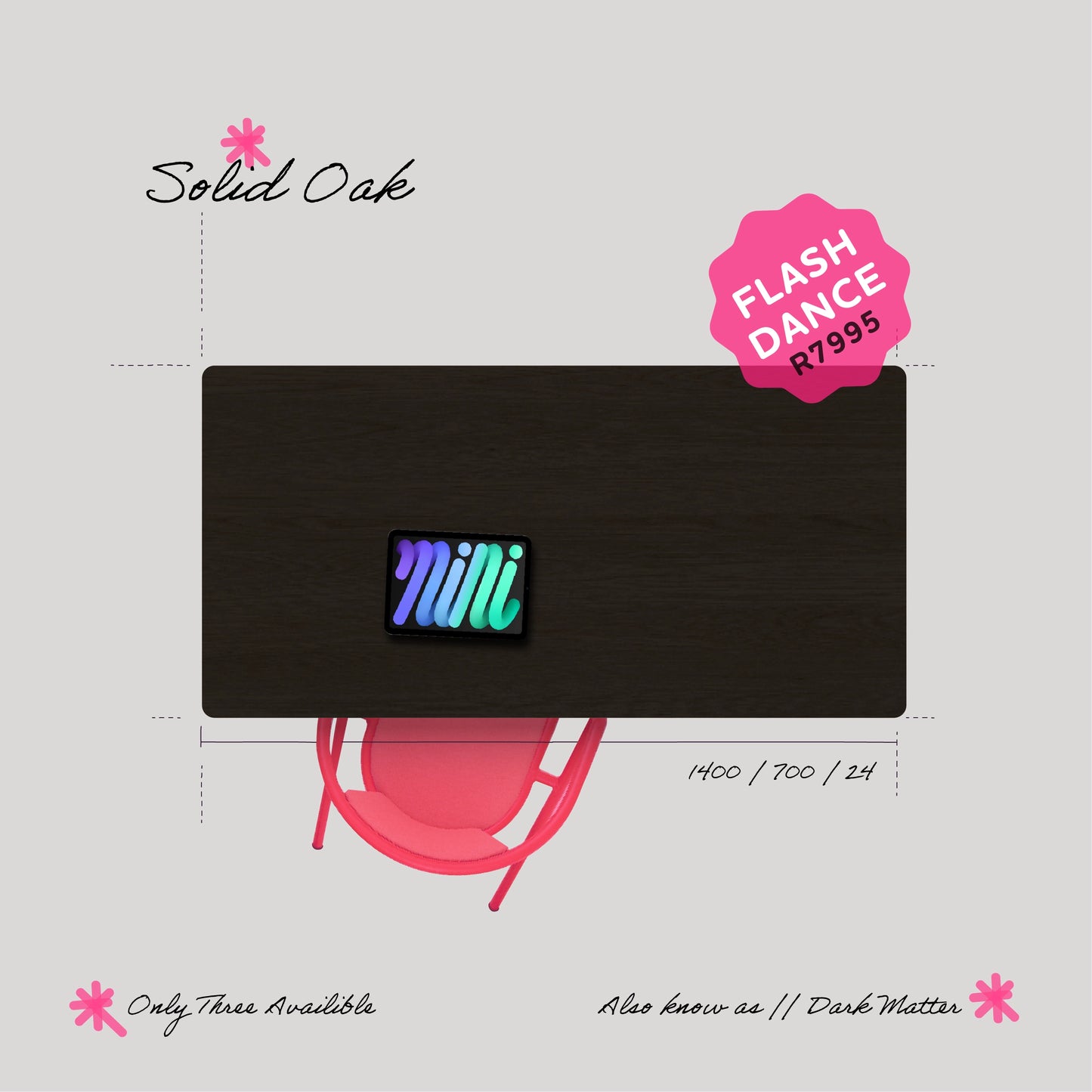 1.4 DESK | DARK MATTER | FLASH DANCE | 1200 X 750 X 25mm (limited edition)