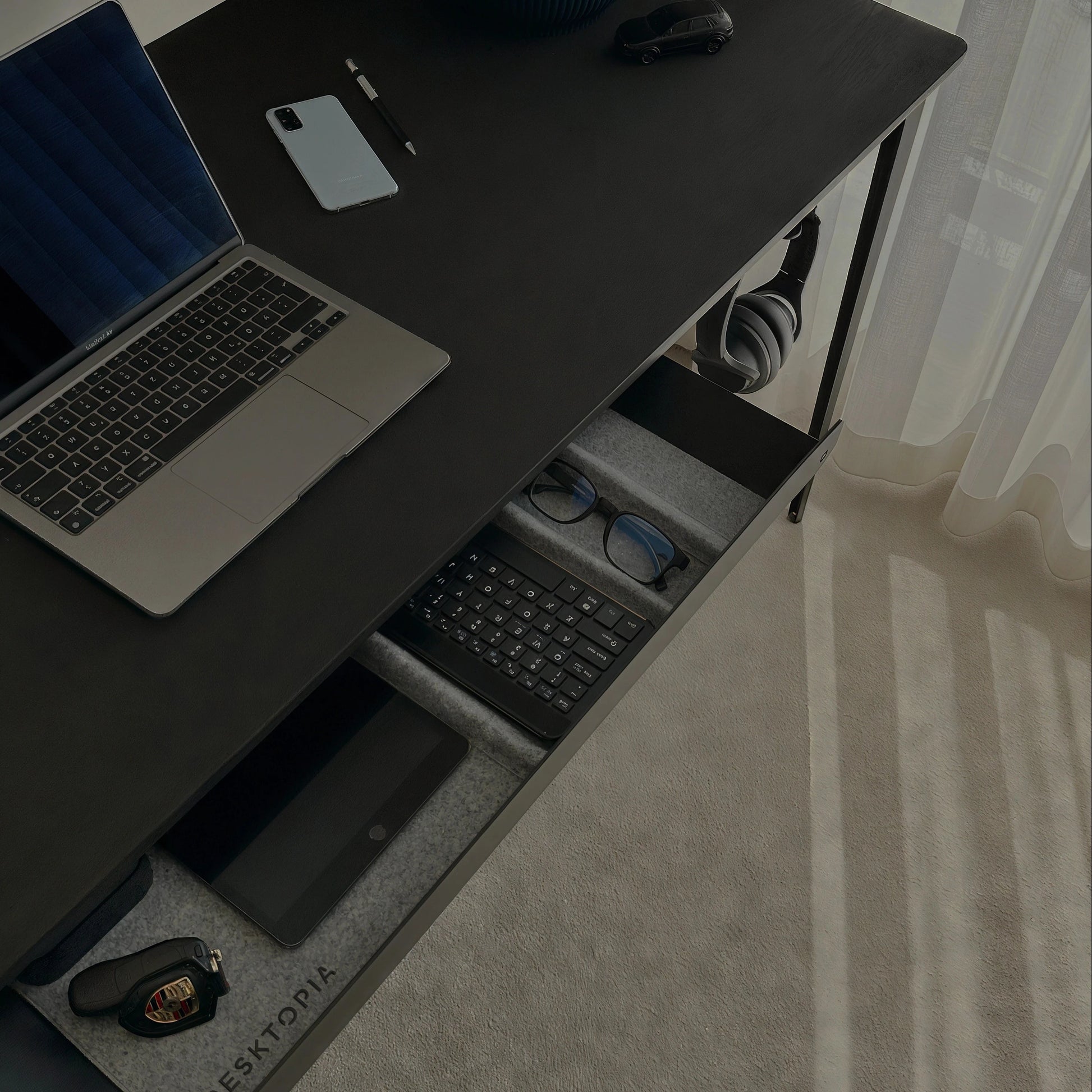 black steel desk drawers