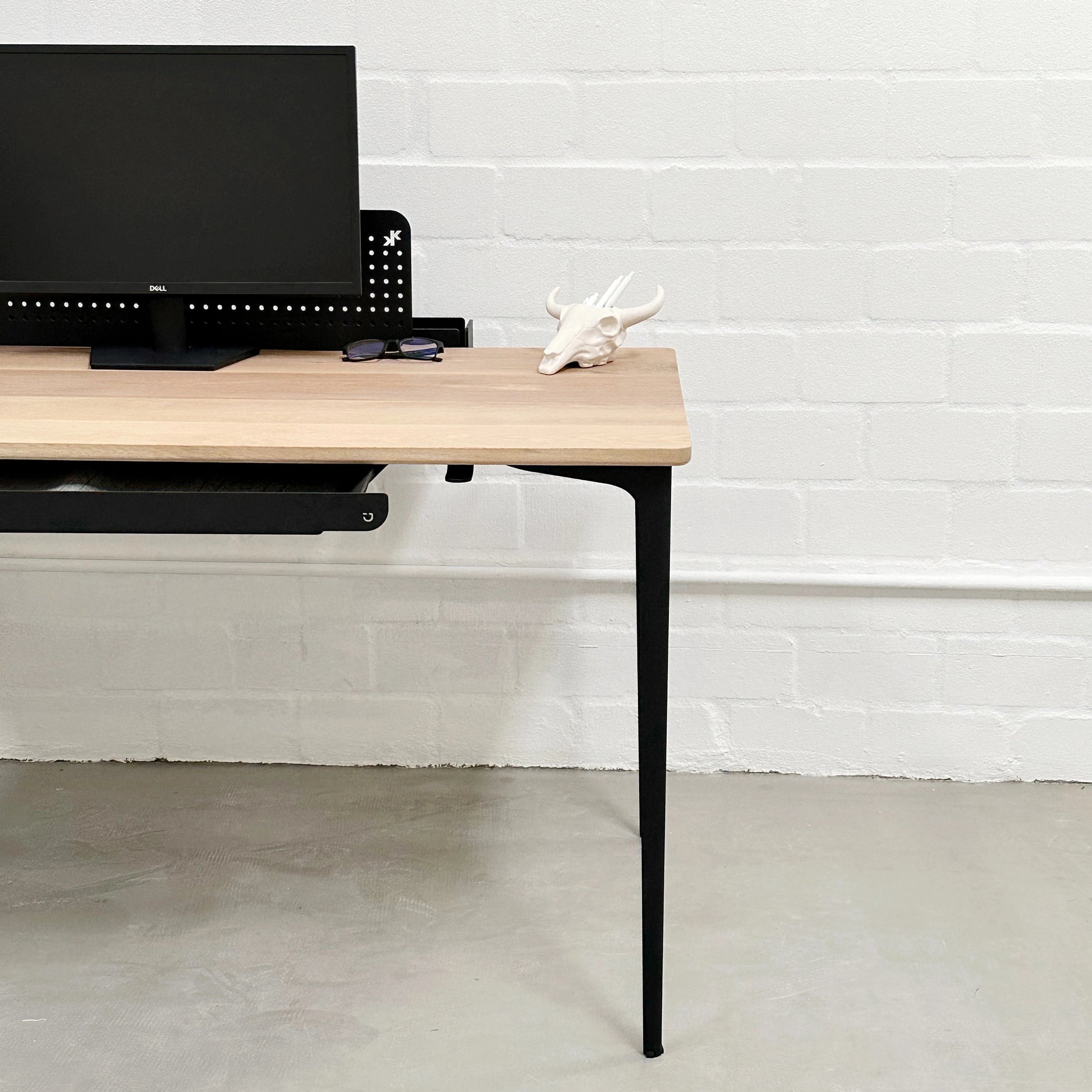designer award wining wooden desk with a black computer monitor for sale online desktopia