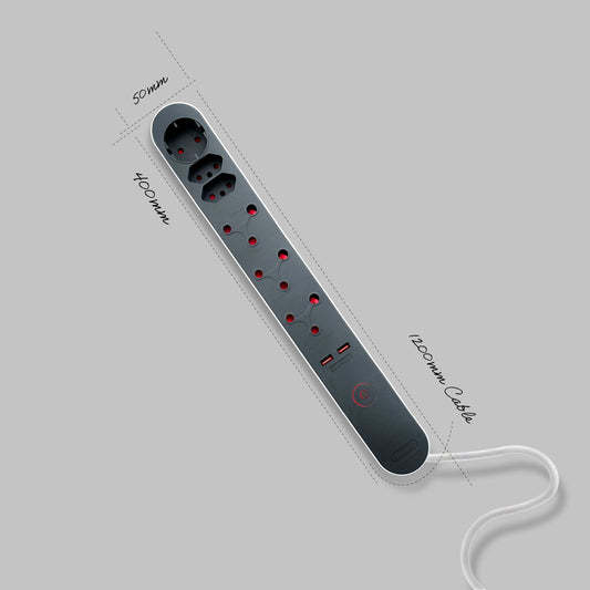 South African multi plug with USB ports from desk Topia